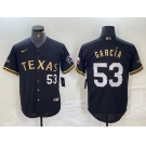 Men's Texas Rangers #53 Adolis Garcia Black Gold Cool Base Stitched Baseball Jersey