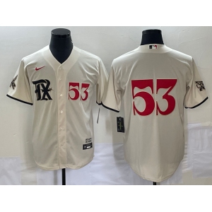 Men's Texas Rangers #53 Adolis Garcia Number Cream 2023 City Connect Stitched Baseball Jerseys