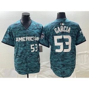 Men's Texas Rangers #53 Adolis Garcia Number Teal 2023 All Star Stitched Baseball Jersey