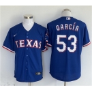 Men's Texas Rangers #53 Adolis Garcia Royal With Patch Cool Base Stitched Jersey