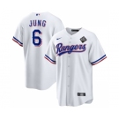 Men's Texas Rangers #6 Josh Jung 2023 White World Series Stitched Baseball Jersey