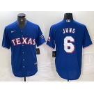 Men's Texas Rangers #6 Josh Jung Blue Stitched MLB Cool Base Nike Jersey