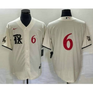 Men's Texas Rangers #6 Josh Jung Number Cream 2023 City Connect Cool Base Stitched Baseball Jersey