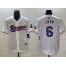 Men's Texas Rangers #6 Josh Jung White 2023 World Series Champions Cool Base Jersey