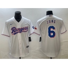 Men's Texas Rangers #6 Josh Jung White With Patch Cool Base Stitched Baseball Jersey