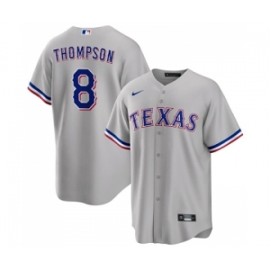 Men's Texas Rangers #8 Bubba Thompson Gray Cool Base Stitched Baseball Jersey