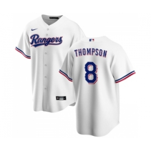 Men's Texas Rangers #8 Bubba Thompson White Cool Base Stitched Baseball Jersey