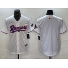 Men's Texas Rangers Bank White 2023 World Series Champions Cool Base Jersey