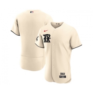 Men's Texas Rangers Blank Cream 2023 City Connect Flex Base Stitched Baseball Jersey