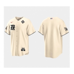 Men's Texas Rangers Blank Cream 2023 World Series City Connect Stitched Baseball Jersey