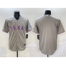 Men's Texas Rangers Blank Gray With Patch Cool Base Stitched Baseball Jersey