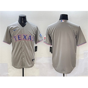 Men's Texas Rangers Blank Gray With Patch Cool Base Stitched Baseball Jersey