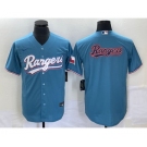 Men's Texas Rangers Blank Light Blue Stitched Cool Base Nike Jersey 1