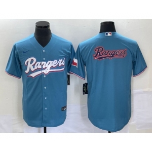 Men's Texas Rangers Blank Light Blue Stitched Cool Base Nike Jersey 1