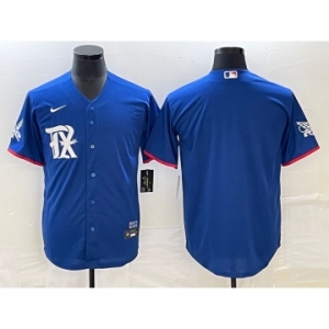 Men's Texas Rangers Blank Royal Blue 2023 City Connect Stitched Baseball Jersey