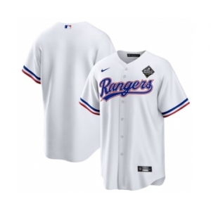 Men's Texas Rangers Blank White 2023 World Series Stitched Baseball Jersey