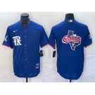 Men's Texas Rangers Royal 2023 World Series Champions Big Logo Cool Base Stitched Baseball Jersey