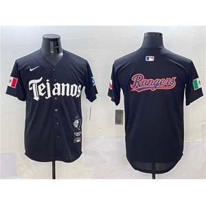 Men's Texas Rangers Team Big Logo Black Mexico 2025 Vapor Premier Limited Stitched Baseball Jersey