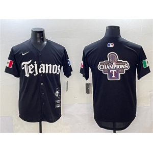Men's Texas Rangers Team Big Logo Black Mexico 2025 Vapor Premier Limited Stitched Baseball Jerseys