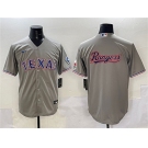 Men's Texas Rangers Team Big Logo Gray With Patch Cool Base Stitched Baseball Jersey