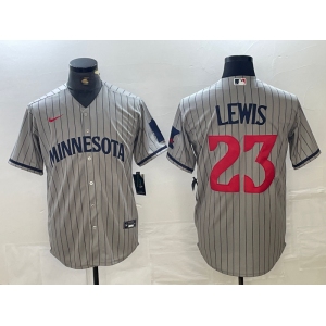 Men's Minnesota Twins #23 Royce Lewis 2023 Grey Home Team Cool Base Stitched Jersey