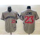 Men's Minnesota Twins #23 Royce Lewis Number 2023 Grey Home Team Cool Base Stitched Jerseys