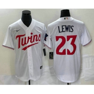 Men's Minnesota Twins #23 Royce Lewis White Red Stitched MLB Cool Base Nike Jersey