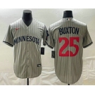 Men's Minnesota Twins #25 Byron Buxton 2023 Grey Home Team Cool Base Stitched Jersey