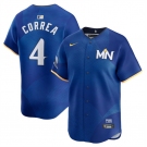 Men's Minnesota Twins #4 Carlos Correa Royal 2024 City Connect Limited Stitched Baseball Jersey