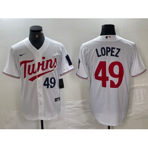 Men's Minnesota Twins #49 Pablo Lopez Number White Stitched MLB Cool Base Nike Jersey