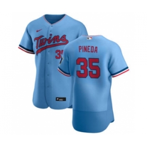 Men's Nike Minnesota Twins #35 Michael Pineda Light Blue Alternate 2020 Authentic Team Baseball Jersey