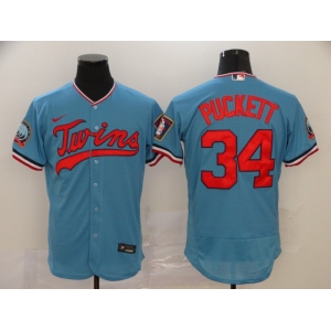 Nike Men's Minnesota Twins #34 Kirby Puckett Authentic Light Blue Alternate Flex Base Authentic Collection Baseball Jersey