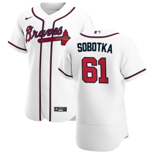 Atlanta Braves #61 Chad Sobotka Men's Nike White Home 2020 Authentic Player MLB Jersey