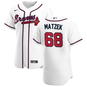 Atlanta Braves #68 Tyler Matzek Men's Nike White Home 2020 Authentic Player MLB Jersey