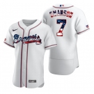 Atlanta Braves #7 Dansby Swanson Men's Nike White Fluttering USA Flag Limited Edition Authentic MLB Jersey