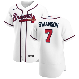 Atlanta Braves #7 Dansby Swanson Men's Nike White Home 2020 Authentic Player MLB Jersey