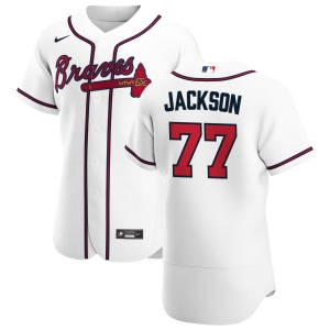 Atlanta Braves #77 Luke Jackson Men's Nike White Home 2020 Authentic Player MLB Jersey