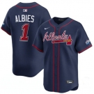 Men's Atlanta Braves #1 Ozzie Albies Navy 2025 Speedway Classic Alternate Limited Stitched Baseball Jersey