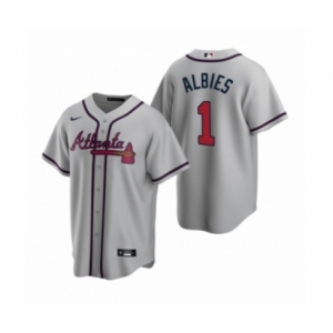 Men's Atlanta Braves #1 Ozzie Albies Nike Gray 2020 Replica Road Jersey