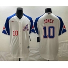 Mens Atlanta Braves #10 Chipper Jones Number White 2023 City Connect Cool Base Stitched Jersey