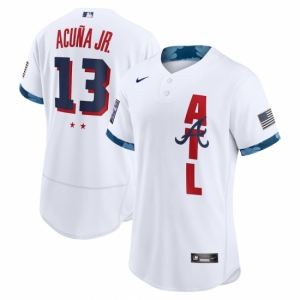 Men's Atlanta Braves #13 Ronald Acuña Jr. Nike White 2021 MLB All-Star Authentic Player Jersey