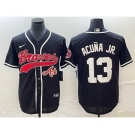 Men's Atlanta Braves #13 Ronald Acuna Jr Black Cool Base Stitched Baseball Jersey1