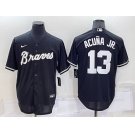 Men's Atlanta Braves #13 Ronald Acuna Jr Black Turn Back The Clock Stitched Cool Base Jersey