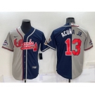 Men's Atlanta Braves #13 Ronald Acuna Jr Grey Navy Blue Two Tone Stitched Nike Jersey