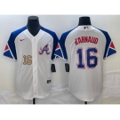 Men's Atlanta Braves #16 Travis dArnaud Number White 2023 City Connect Cool Base Stitched Jerseys