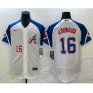 Men's Atlanta Braves #16 Travis dArnaud Number White 2023 City Connect Flex Base Stitched Jersey