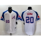 Men's Atlanta Braves #20 Marcell Ozuna Number White 2023 City Connect Flex Base Stitched Jersey