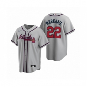 Men's Atlanta Braves #22 Nick Markakis Nike Gray 2020 Replica Road Jersey