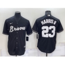 Men's Atlanta Braves #23 Michael Harris II Black Turn Back The Clock Stitched Cool Base Jersey