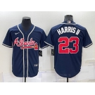 Men's Atlanta Braves #23 Michael Harris II Navy Blue Stitched MLB Cool Base Nike Jersey